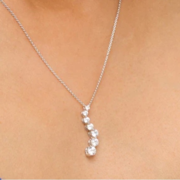 14k White Gold Necklace S Curve Diamond Necklace Stamped on Clasp Artsy Gift - Picture 4 of 6